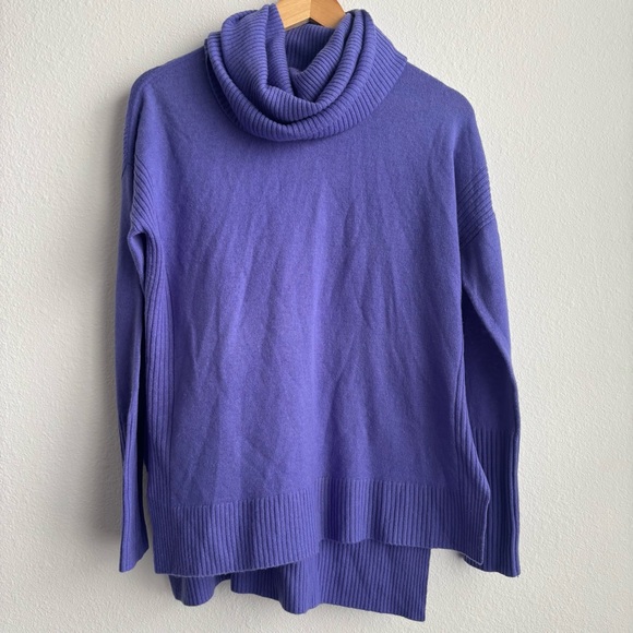 Diane Von Furstenberg Ahiga Purple 90% Cashmere 10% Wool Cowl Turtleneck Sweater - Picture 2 of 11
